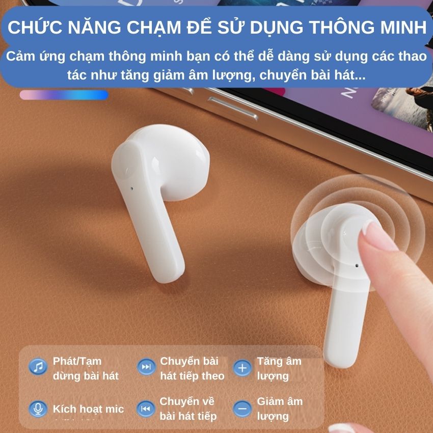 Tai nghe không dây bluetooth S61 TWS cao cấp cảm ứng chạm thông minh cực nhạy - Tai nghe True Wireless ENC chống nước IPX5, màn hình kỹ thuật số, giảm tiếng ồn kép