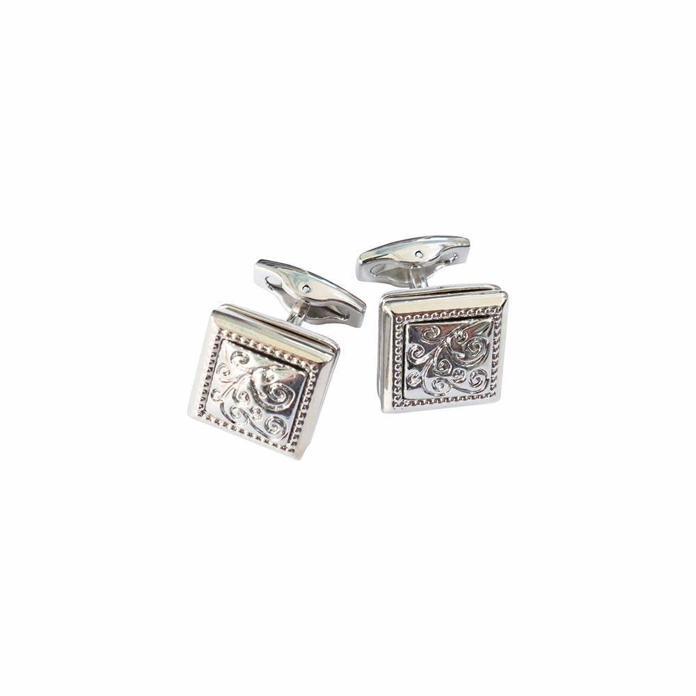 Khuy măng set, cufflinks măng set-Khuy măng set cài áo cho nam  màu trắng kim MSTK018