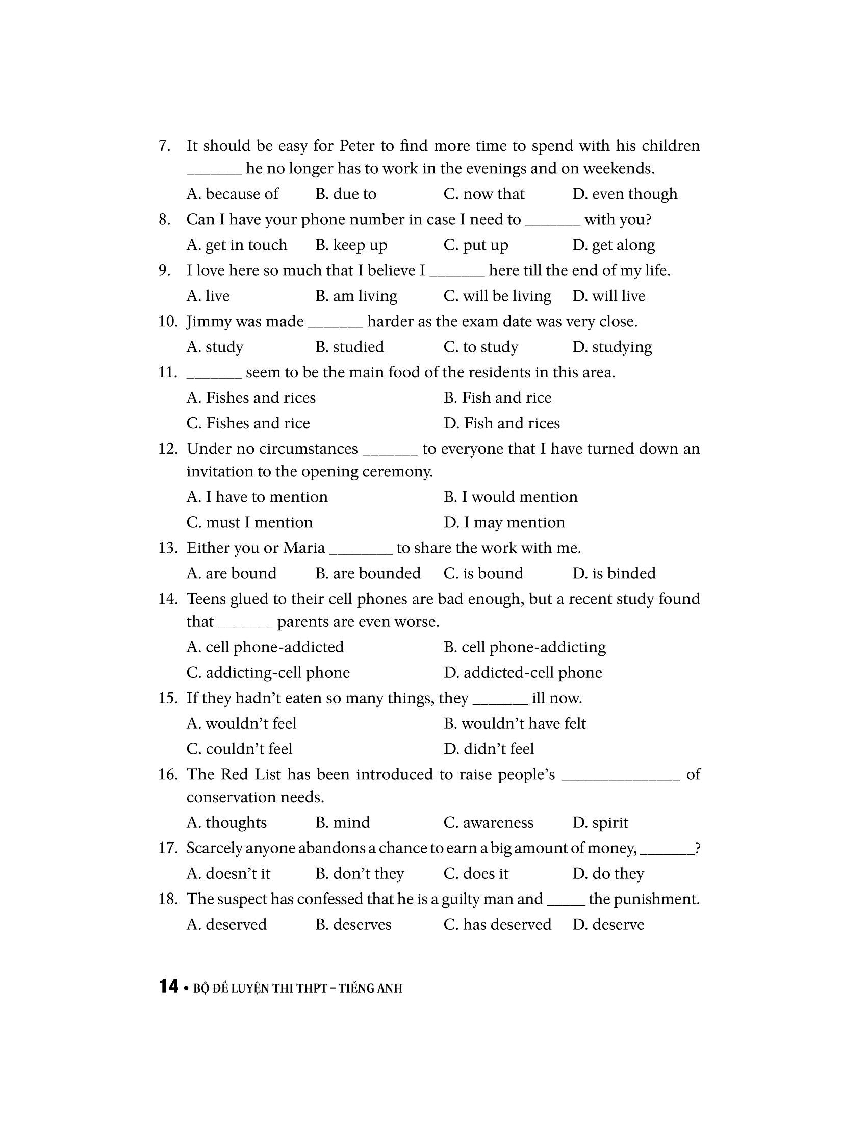 Bộ Đề Luyện Thi THPT Môn Tiếng Anh (2022)