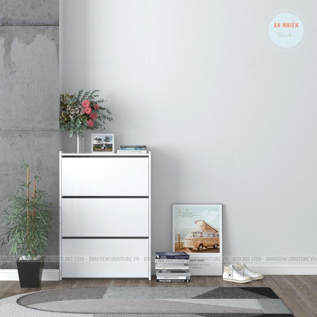 Tủ Giày Dép Gỗ - Kệ Giày Canh Lật Cao Cấp 3 Tầng 6 Ngăn  - Dài 80cm Rộng 25cm