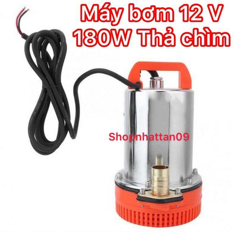 Máy bơm chìm lưu lượng lớn inox 12v 180w 3000L kèm nguồn điện 12v20a