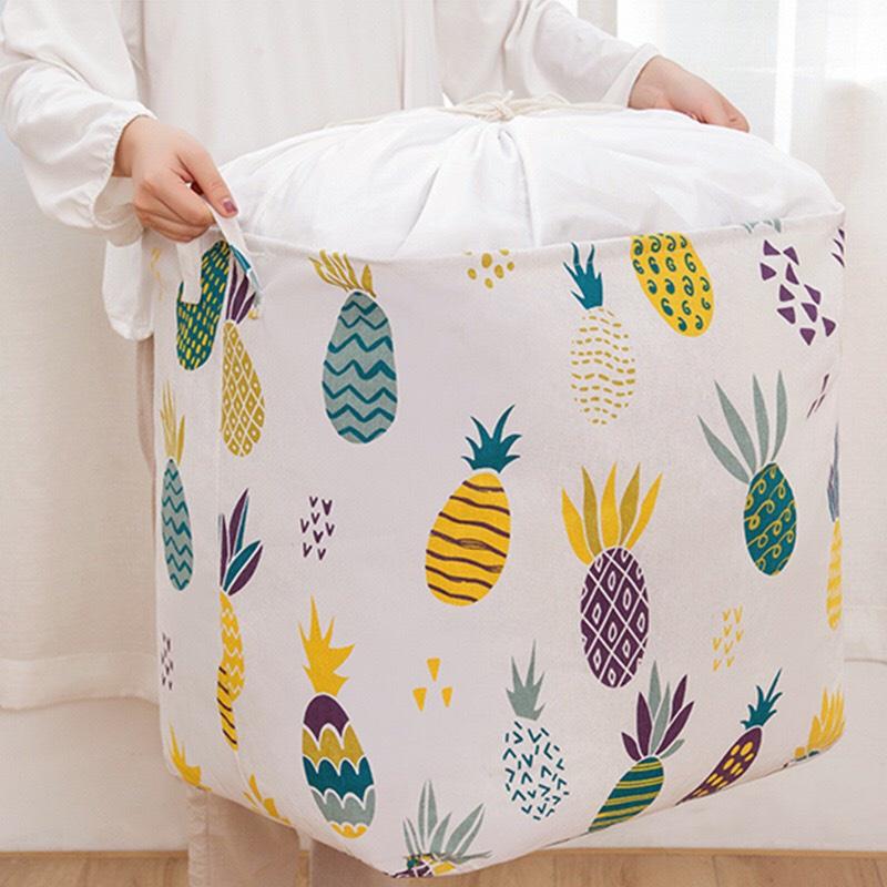 Túi Đựng Chăn Màn Quần Áo Đa Năng Vải Canvas Chống Thấm Nước Phong Cách Vintage Thể Tích 100L