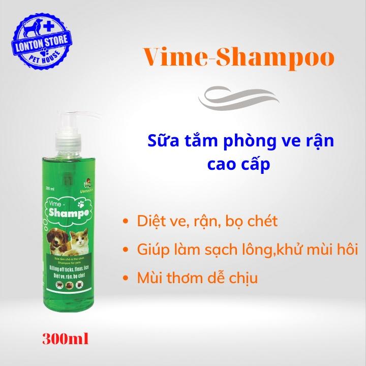 Sữa Tắm Cao Cấp Vime Shampoo - Phòng Ve, Bọ Chét Cho Chó Mèo,300ml - Lonton Store & Vemedim