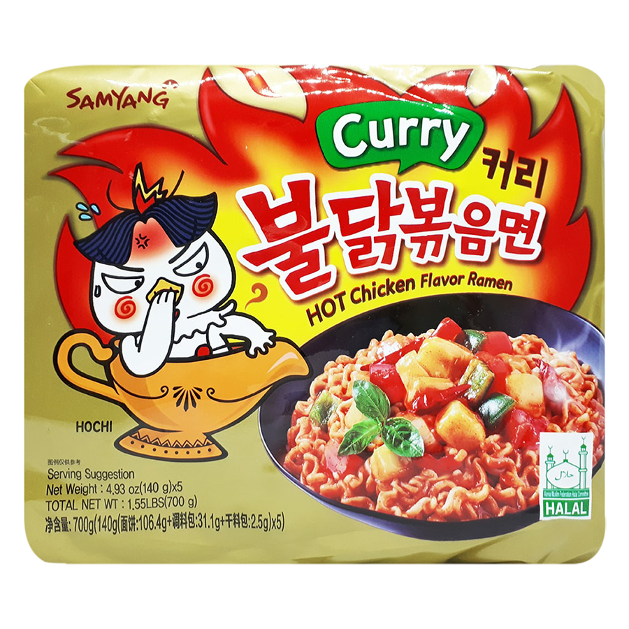 Lốc 5 Gói Mì Cà Ri Samyang Hàn Quốc (140g / Gói)