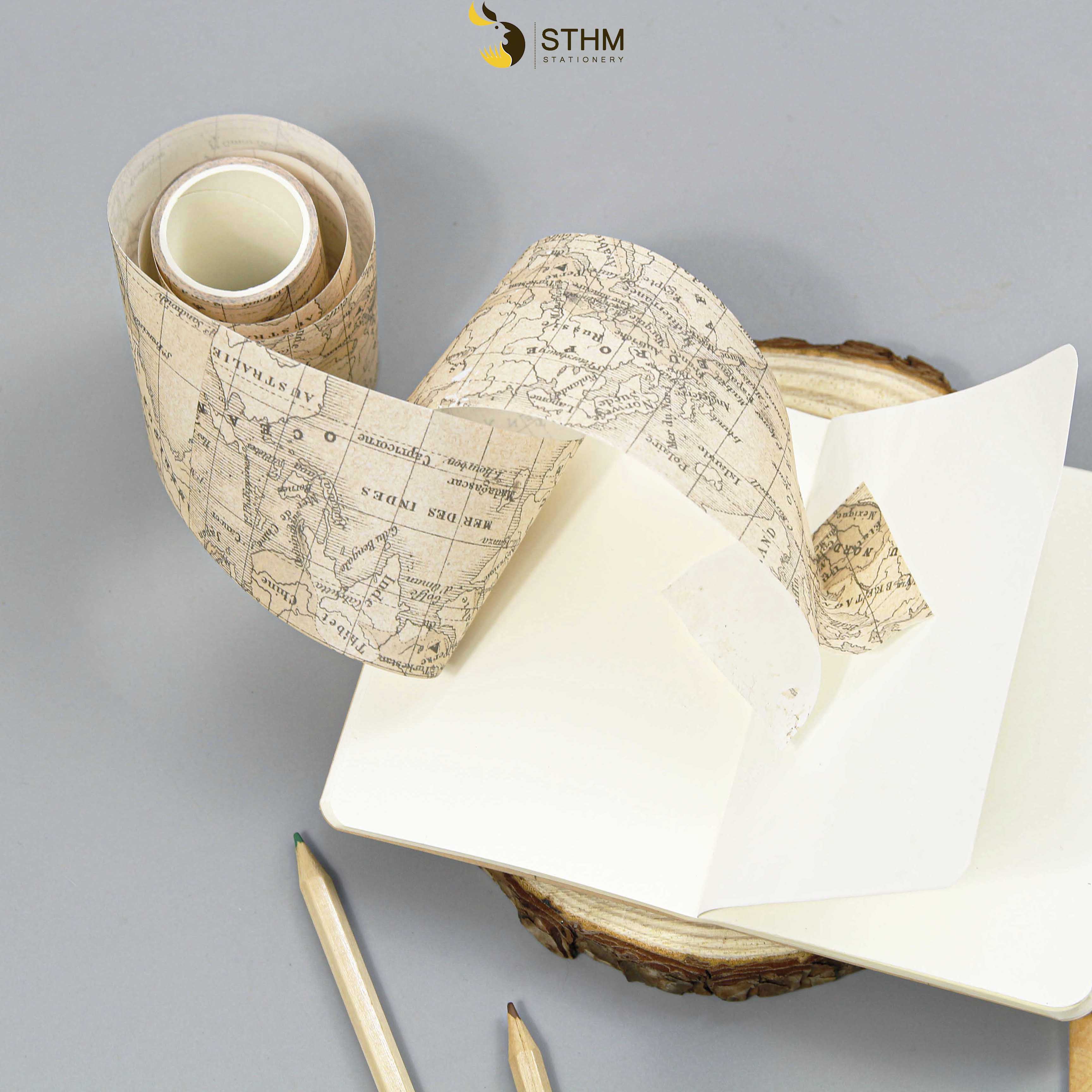 - Washitape - Băng dính trang trí sổ vintage - Lẻ cuộn
