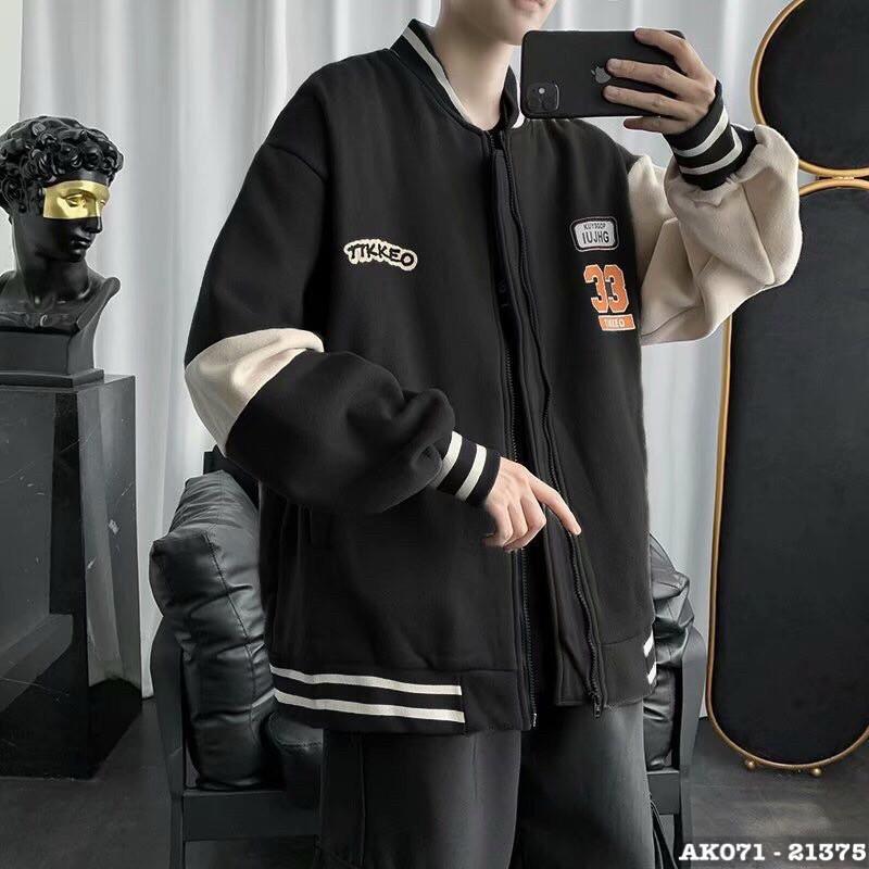 Áo Khoác Nam Nữ Kaki Nhung Tâm  Thêu TIKKEO 33 Cao Cấp Form Rộng BomBer Unisex hàng chuẩn đẹp, chất lượng ưu tiên