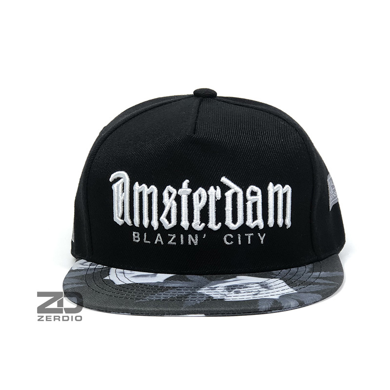 Nón nam snapback đen đẹp thêu họa tiết chữ cá tính - SN09