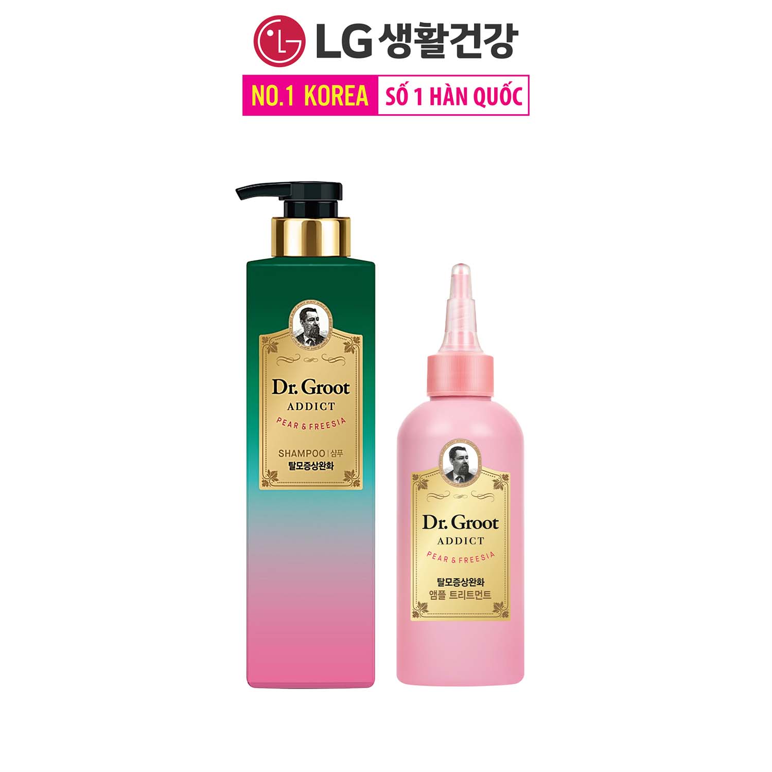 Combo Dầu gội xã chăm sóc da đầu và ngăn tóc gãy rụng REEN DR. GROOT ADDICT SHAMPOO PEAR &amp; FREESIA  385mlx180ml