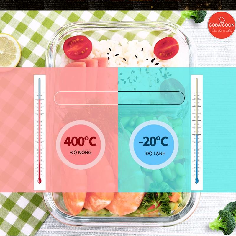 Bộ 4 hộp thủy tinh COBA'COOK hình tròn chịu nhiệt đựng thực phẩm 2 hộp 620ml 2 hộp 400ml - CCR6R44