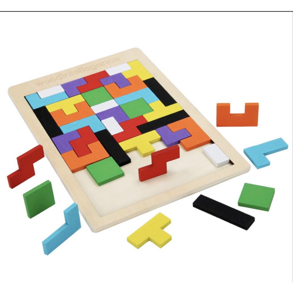 Đồ chơi gỗ xếp hình Tetris size đại đồ chơi gỗ thông minh cho bé