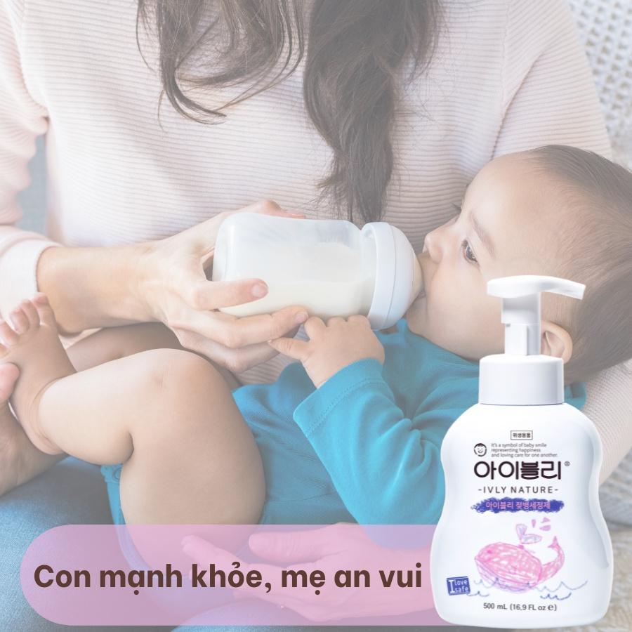 Nước rửa bình sữa cho bé Hàn Quốc IVLY NATURE dạng bọt chiết xuất từ thiên nhiên dung tích 500ml ivly001