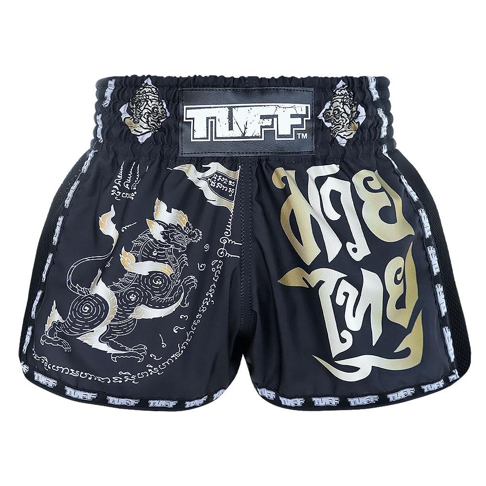 Quần TUFF Muay Thai New Retro Style Black Singha Yantra With War Flag