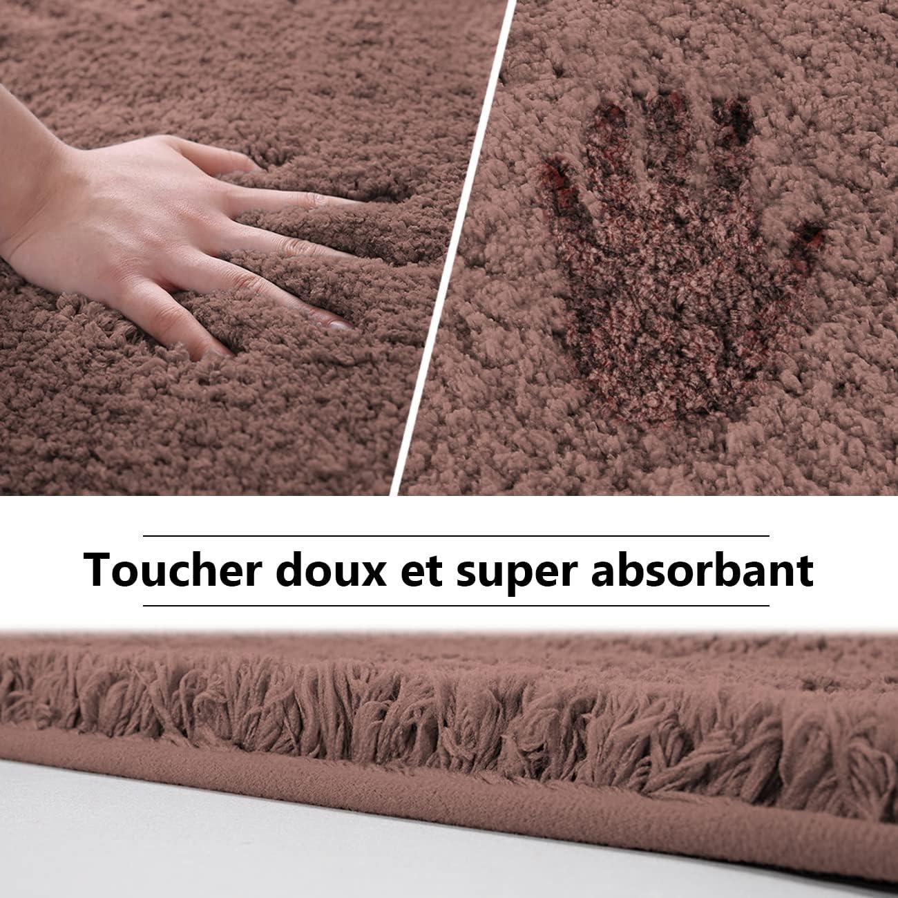 Thảm tắm, thảm tắm không thấm nước, thảm microfiber mềm mại cho phòng tắm và phòng ngủ, máy giặt có thể giặt, 40 x 60 x 3 cm, màu nâu sẫm