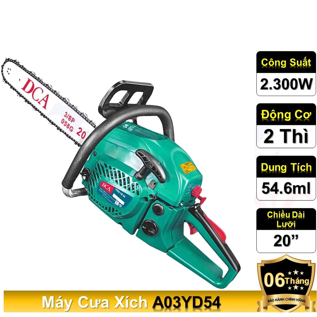 Máy cưa xích ( dùng xăng ) A03YD54, công suất 2200W, thương hiệu DCA