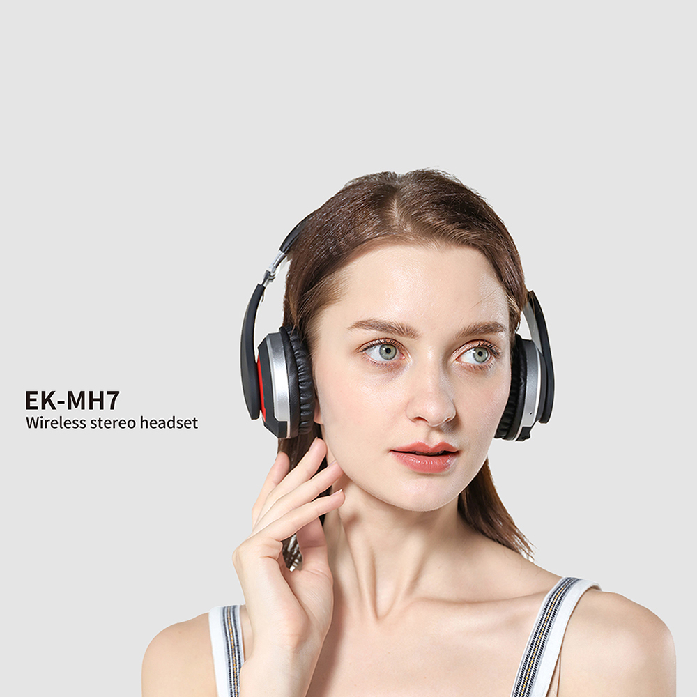 Tai Nghe Không Dây BT5.0 Có Thể Gập Lại Gắn Trên Đầu Hỗ Trợ Thẻ FM MH7 Âm Thanh Nổi Cho Chơi Game Với Micrô, Màu Bạc