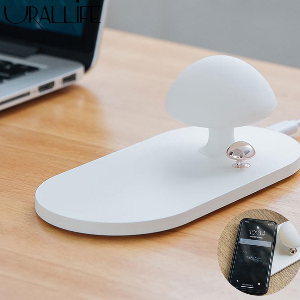 Đế sạc nhanh không dây kiểu cây nấm có đèn led cho điện thoại