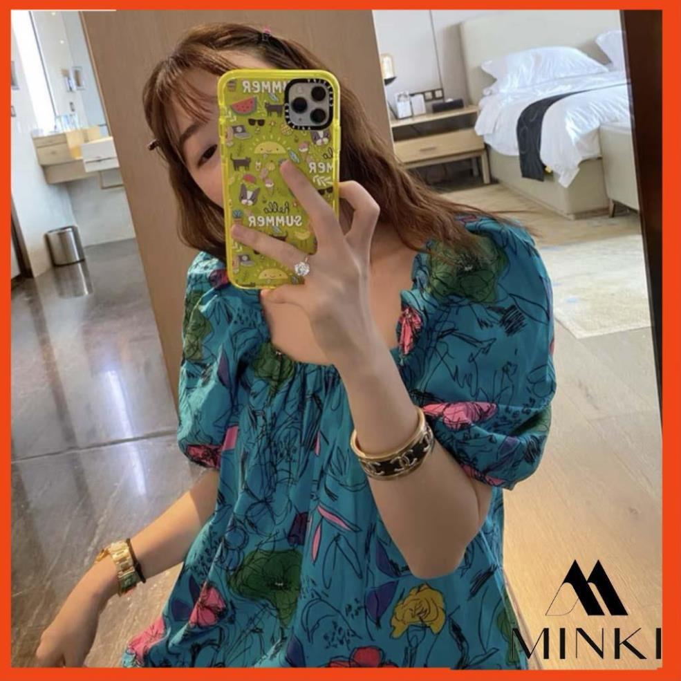 ĐẦM SUÔNG HOA TRỄ VAI - CHẤT LIỆU CHIFON NHẬP KHẨU - MÀU HOA XANH SANG TRỌNG- HÀNG THIẾT KẾ _HOT
