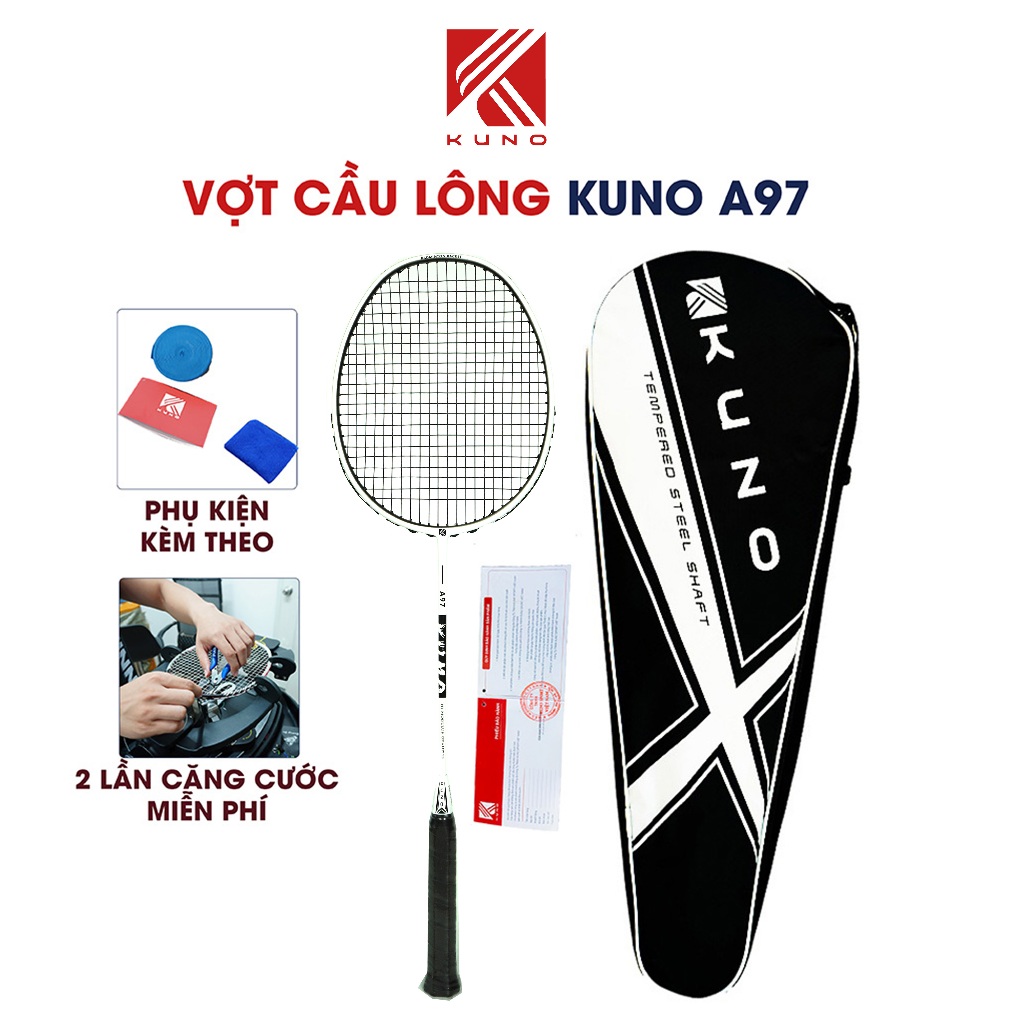 Vợt Cầu Lông Kuno A97 Chính Hãng, 4U khung Carbon T700 Công Thủ Toàn Diện, Căng Sẵn 10kg