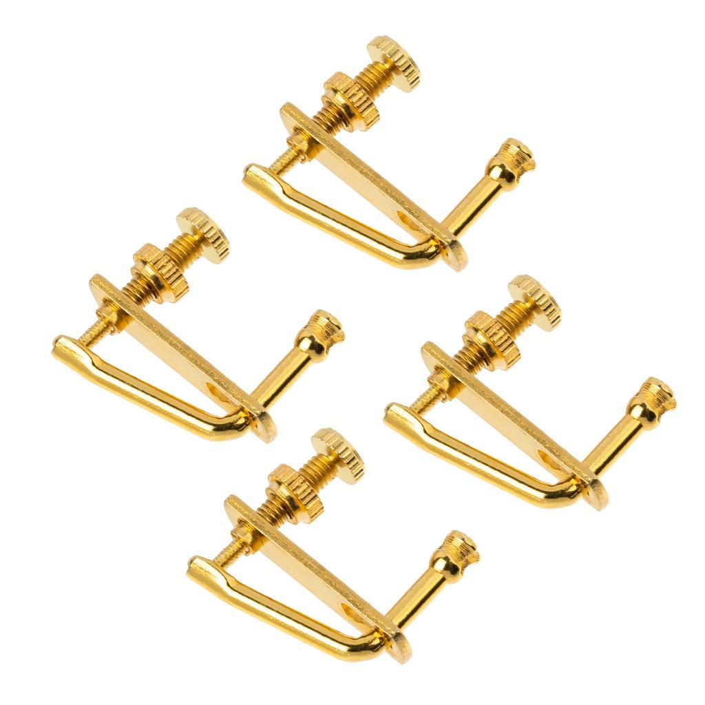 4 Pieces Golden Plated Violin String Fine Tuner Adjuster Part for 4/4 3/4 Violin