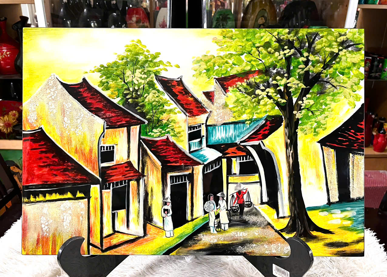 Tranh Sơn Mài - PHỐ CỔ VIỆT NAM | Size 40x60 cm | Hoài Niệm Thời Gian – Nghệ Thuật Sơn Mài Truyền Thống