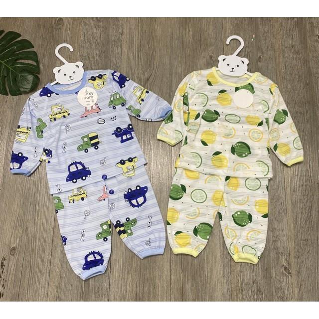 Bộ quần áo dài tay giấy thái Minky mom họa tiết ngộ nghĩnh cho bé từ 0-15 tháng