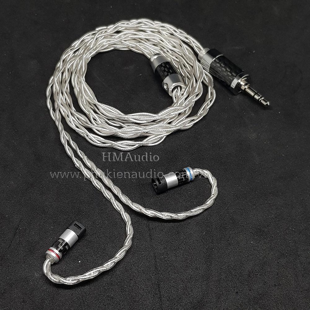 Dây tai nghe đồng mạ bạc Litz 24AWG đường kính dây đơn 1.2mm tết 4 sợi - Connetor IM01/02/03 IM50/70 A2DC IE80/80s IE40Pro IE100/500 IE300/900 2Pin MMCX