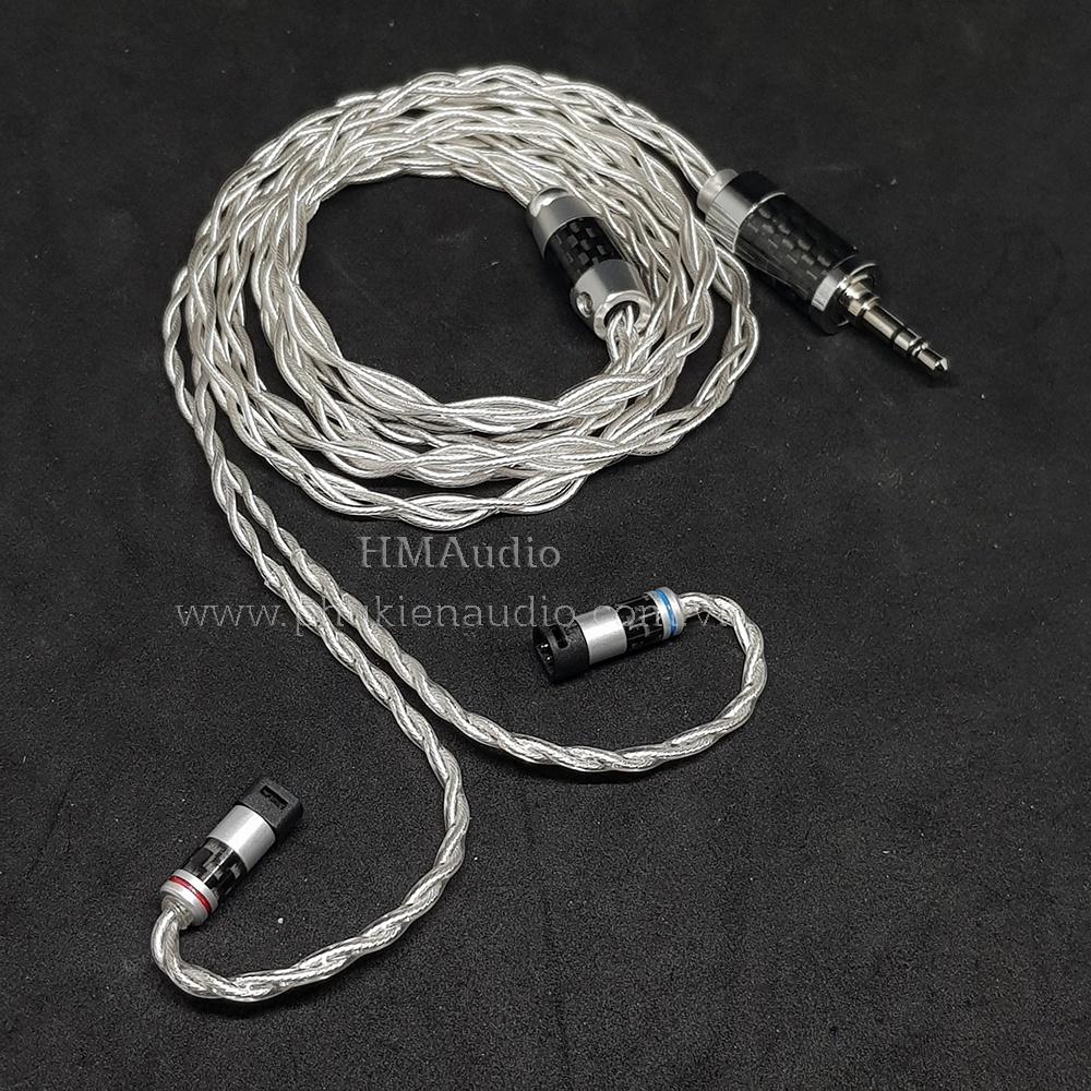 Dây tai nghe đồng mạ bạc 7N OCC Litz 24AWG đường kính dây đơn 1.2mm tết 4 sợi - Connetor IM01/02/03 IM50/70 A2DC IE80/80s IE40Pro IE100/500 IE300/900 2Pin MMCX