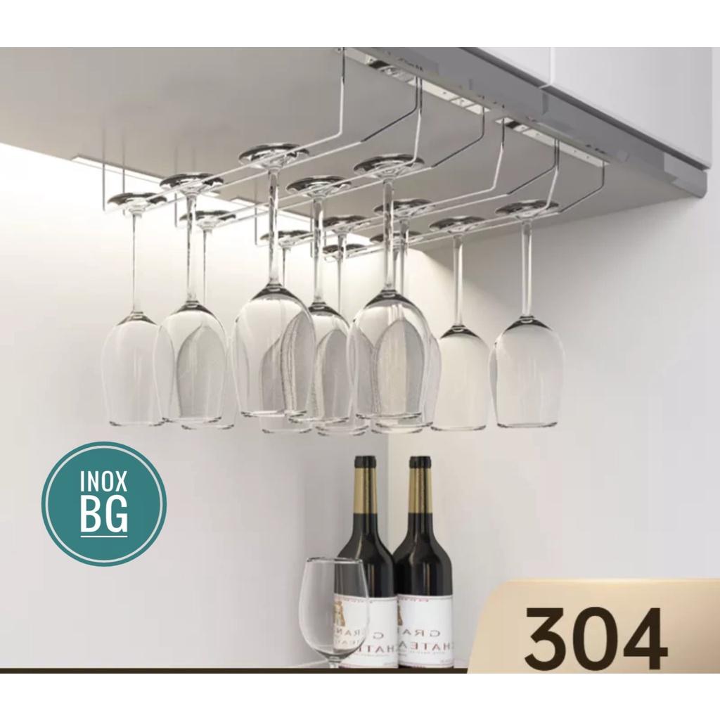 Giá treo ly, gài ly sâu 55cm chất liệu inox 304 bền bỉ với thời gian