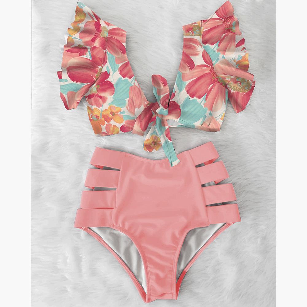 Cao Cấp Bikini 2021 Xù Đồ Bơi Nữ In Đồ Bơi Gợi Cảm Đẩy Lên Bikini Plus Kích Thước Đồ Tắm Hoa Mặc Đi Biển