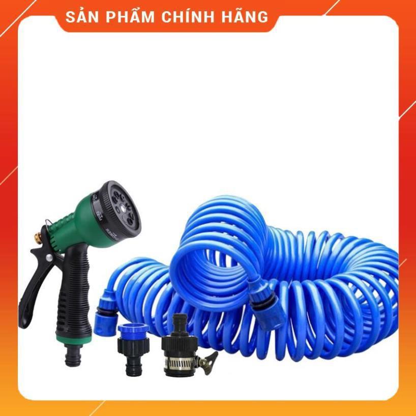 Bộ vòi xịt nước tưới cây đa năng 8 chế độ kèm dây tưới dạng lò xo co dãn 815814 loại 10m