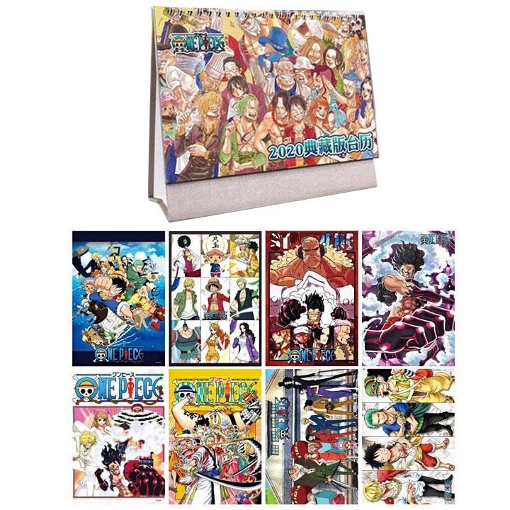 Combo 2 món anime chibi ONE PIECE gồm quyển lịch để bàn 2020 kèm poster A3 8 tấm