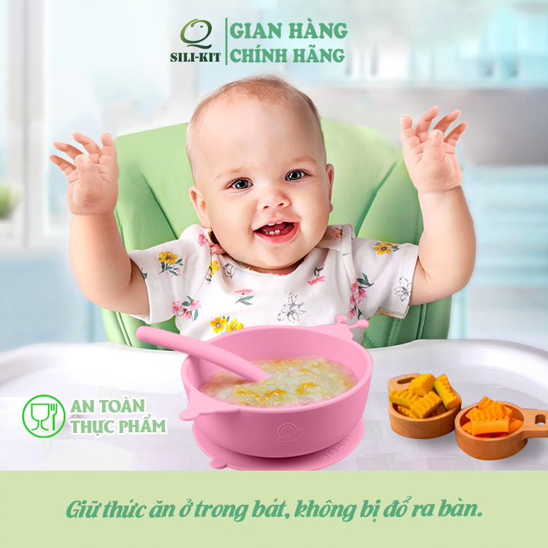 Bát ăn dặm hình con ốc sên đế hít chân không chống đổ, hỗ trợ bé phát triển kỹ năng ăn độc lập