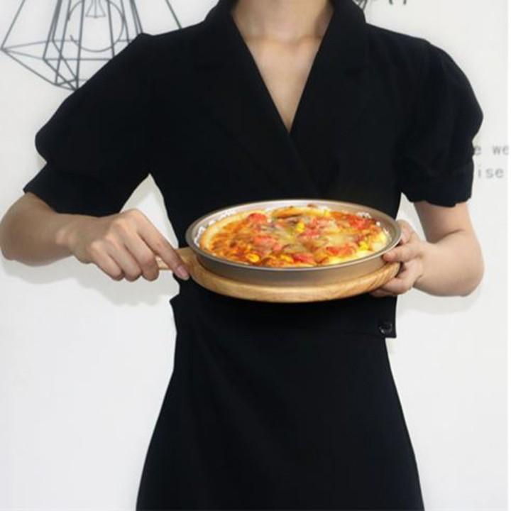 Khuôn Nhôm Nướng Bánh Pizza Chống Dính 8 Inch Màu Vàng Đồng Cao Cấp