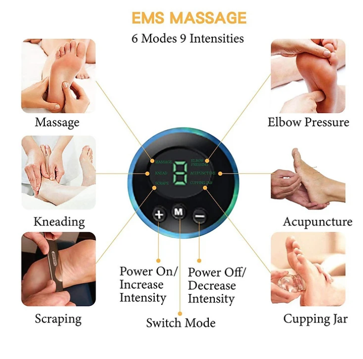 Thảm massage chân thư giãn trị liệu nhức mỏi chân,máy mát xa công nghệ xung điện màn hình kỹ thuật số, pin sạc