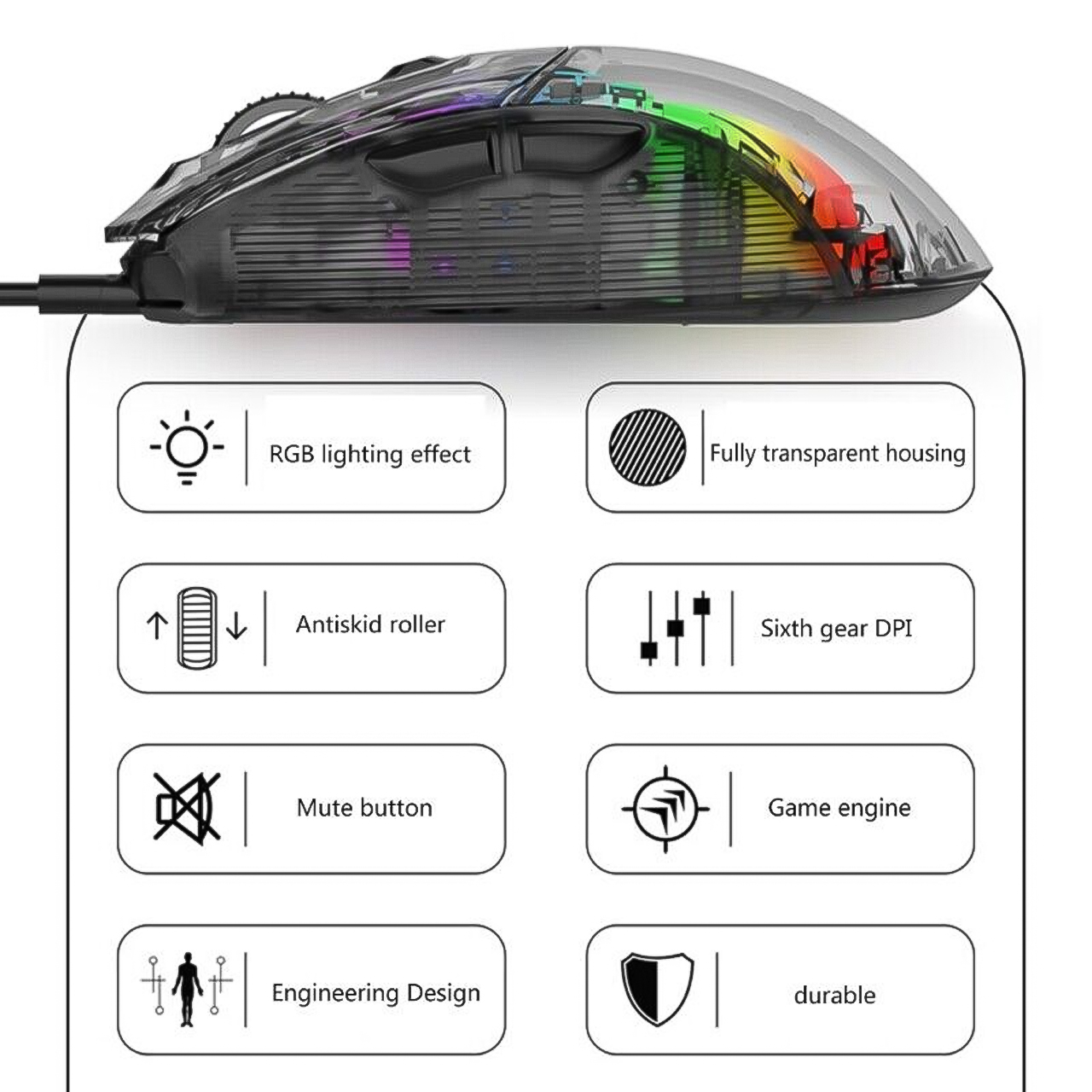 Vinetteam Chuột không dây XUNFOX XYH20/XYH10 kết nối 3 chế độ có dây type-c, bluetooth, usb 2.4G với thiết kế trong suốt kèm theo nhiều chế độ LED RGB - hàng chính hãng