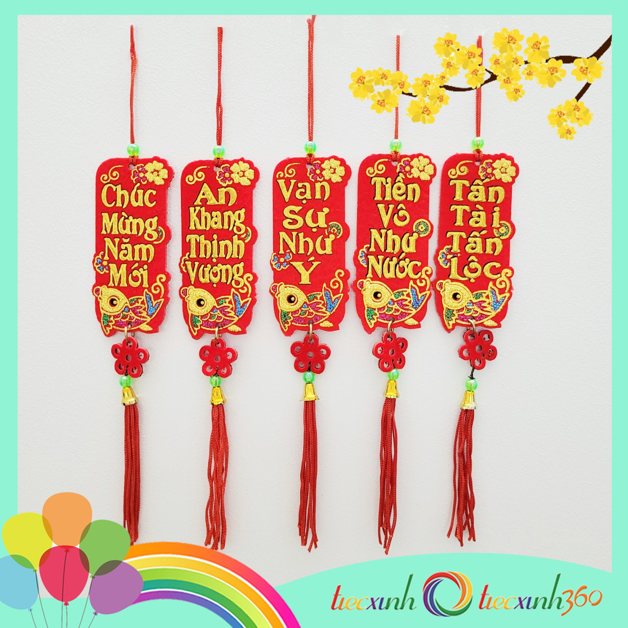 Set 5 phụ kiện nỉ nhung treo trang trí Tết