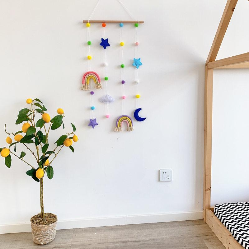 INS Bắc Âu Dệt Rainbow Bé Kẹp Tóc Giữ Trẻ Em Bé Gái Kẹp Tóc Bảo Quản Dây Hình Ảnh Người Tổ Chức Treo Tường Trang Trí Mặt Dây Chuyền