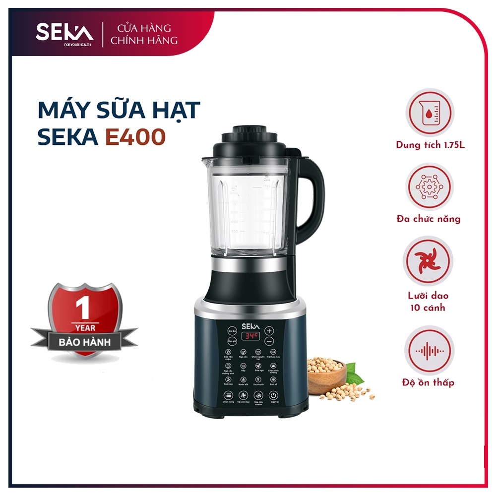 Máy làm sữa hạt đa năng SEKA E400 - 1.7 lít - 14 chức năng [1000W + 800W] - Hàng chính hãng