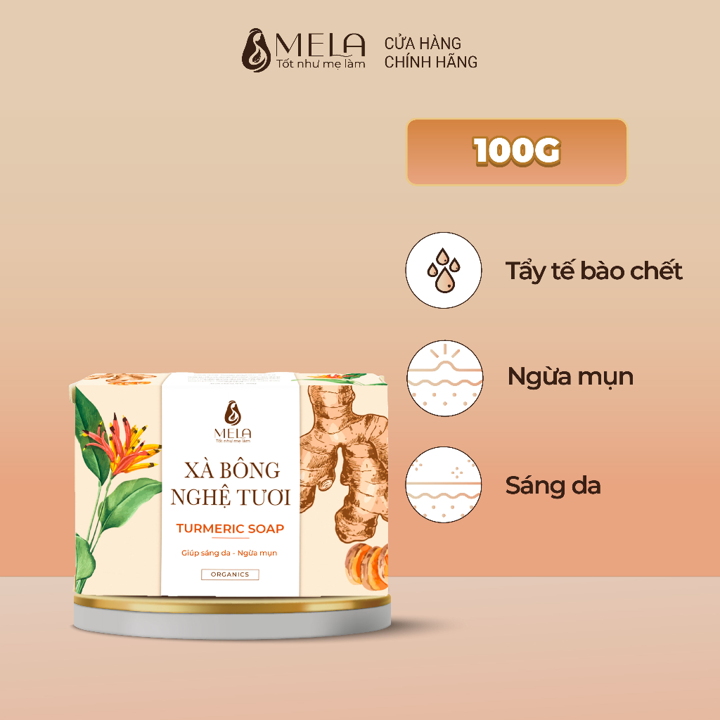Combo Xà Bông + Sữa Rửa Mặt Nghệ MELA Thiên Nhiên, Làm Sạch Tẩy Da Chết Thoáng Lỗ Chân Lông Giảm Mụn - ML18
