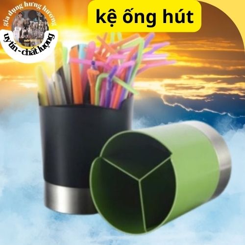Dụng cụ khay hộp cốc cắm ống hút, thìa tròn 3 ngăn/Dụng cụ quầy bar
