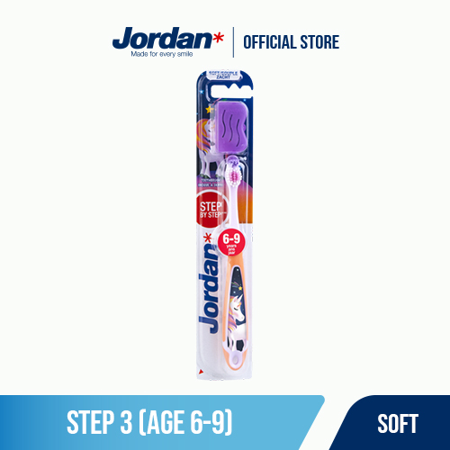 Combo 2 Bàn chải đánh răng cho trẻ em 6-9 tuổi Jordan Step 3, Lông mềm