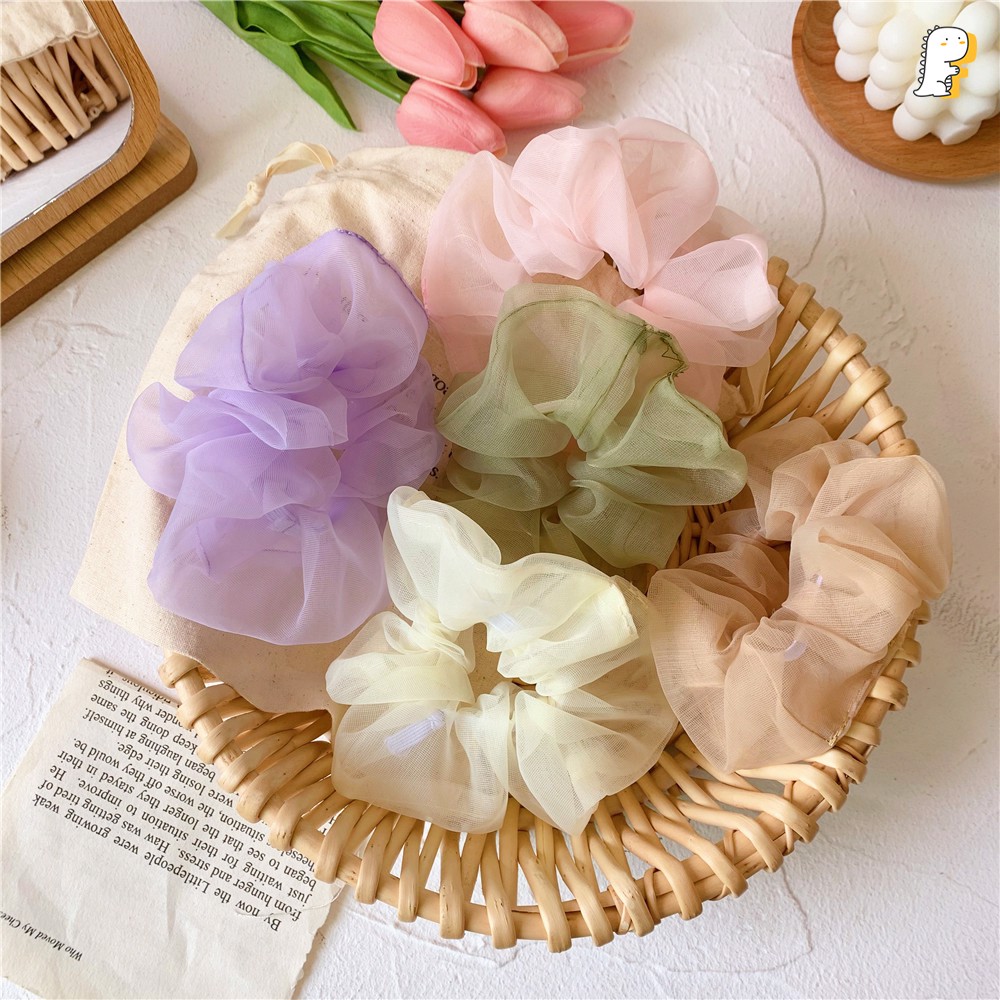 Cột Tóc Vải Scrunchies Voan Hơp Thời (Giao Hàng Màu Ngẫu Nhiên)