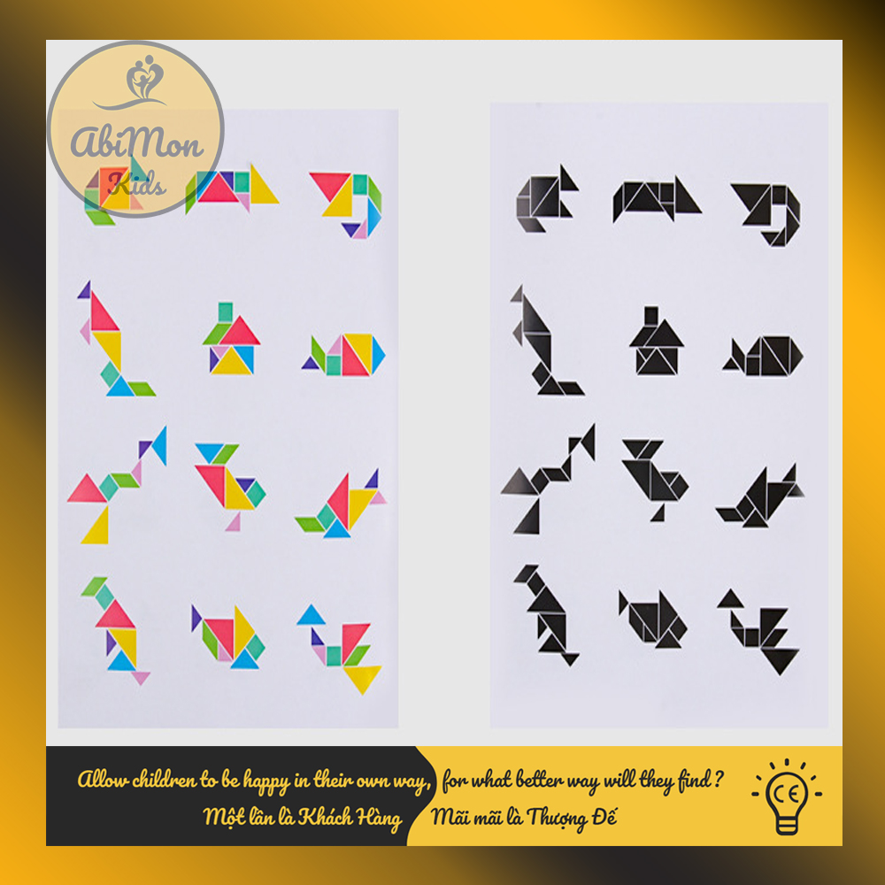 Bộ Tangram Ghép Hình 3D Bằng Gỗ Cho Bé || Montessori cao cấp || Đồ chơi Gỗ - Giáo dục - An toàn - Thông minh