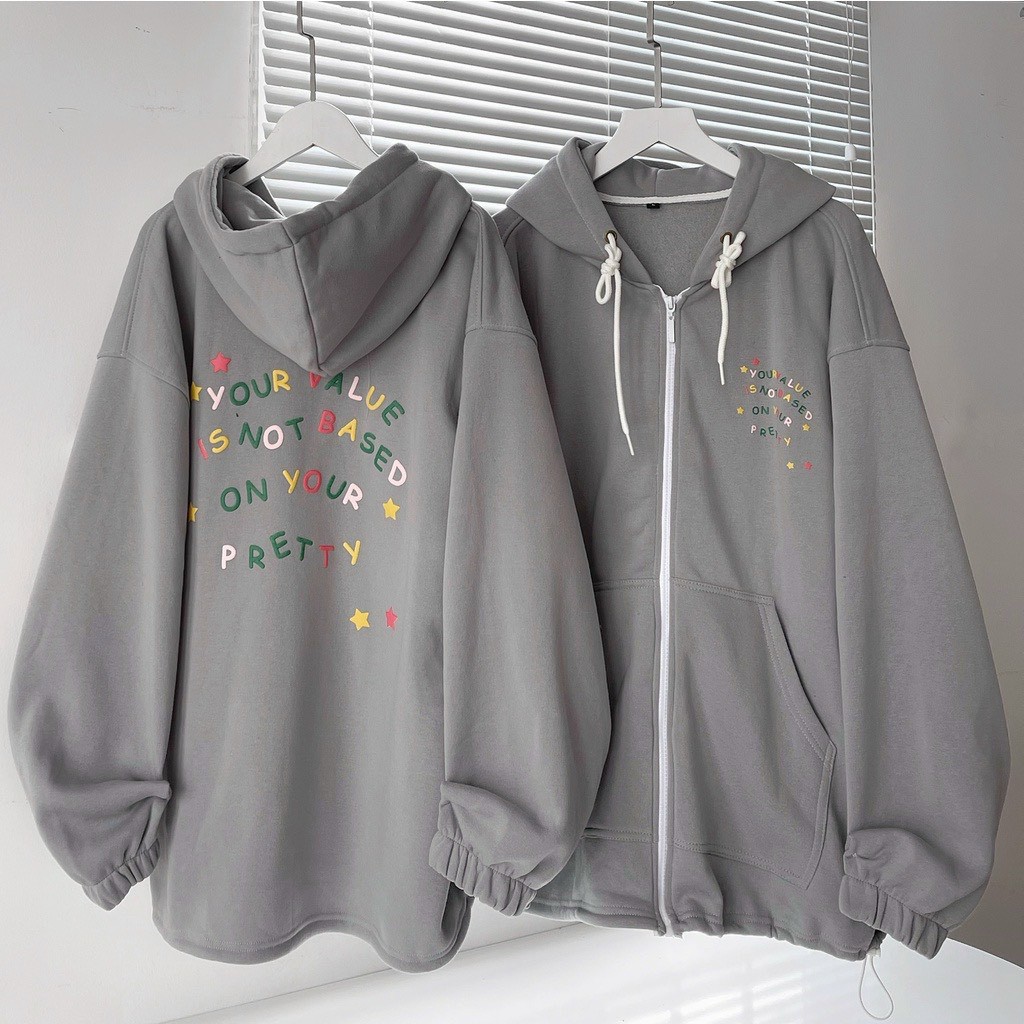 ÁO HOODIE - ÁO KHOÁC NỈ NGOẠI Dây full zip HOOIDE MỚI in CHỮ 7 MÀU