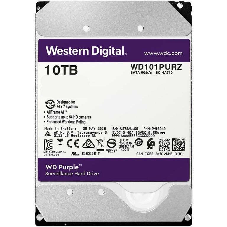 Ổ Cứng HDD Western Digital 10TB 3.5 Sata 3 256MP WD100PURZ - Hàng chính hãng 