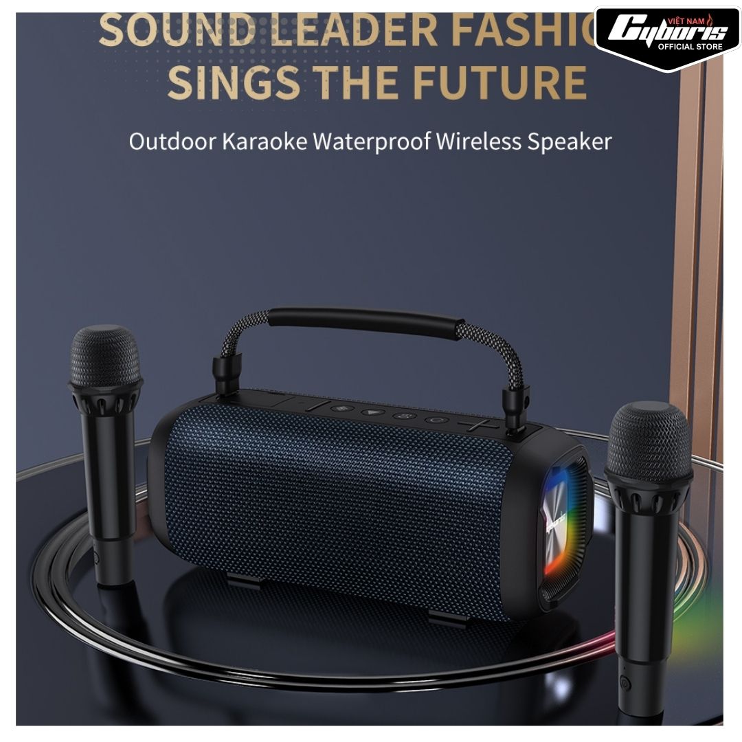 Loa Bluetooth Cyboris T12, Loa siêu Bass, Công suất 80W, Chống nước IPX7, Pin 10400mAh. Hàng Chính Hãng