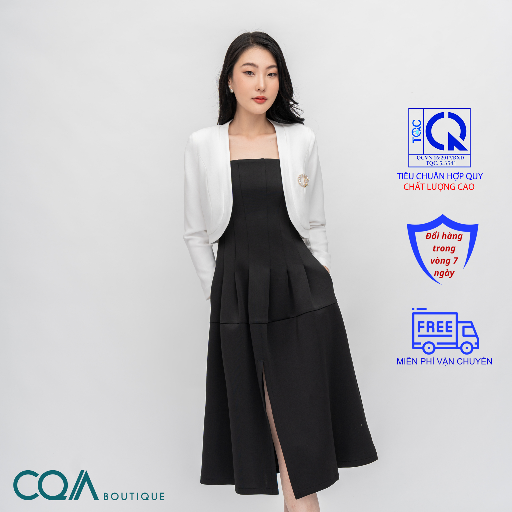 Set Đầm Vest Xẻ Trước CQA0114 Thanh Lịch