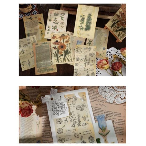 60 giấy trang trí hình hoa lá kiểu vintage, QNshop nguyên liệu handmade