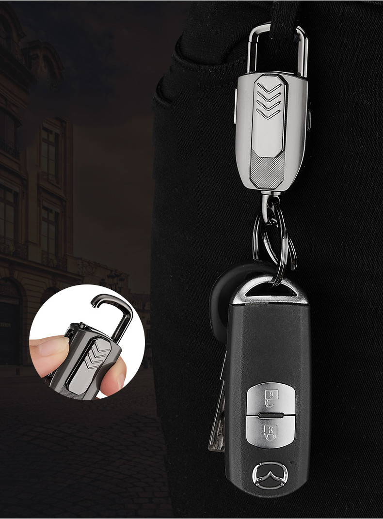 Móc Khoá Bật Lửa Điện Hợp Kim Không Rỉ Sạc Điện USB Chất Lượng Cao