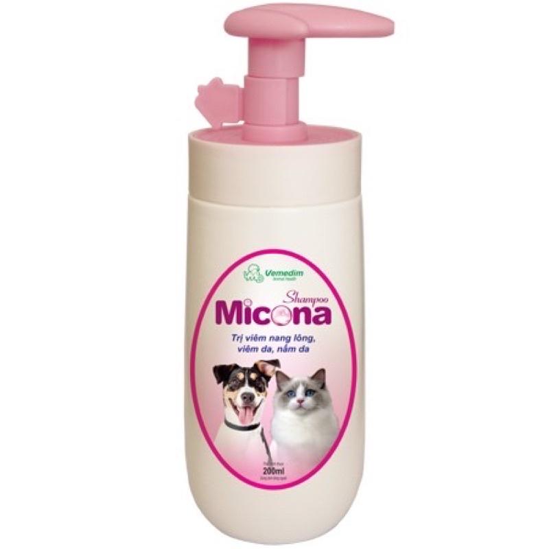 Sữa Tắm Micona Shampoo 200ml - Sữa Tắm Trị nấm và viêm da Cho Chó Và Mèo - Chai Lớn Tiết Kiệm Hơn